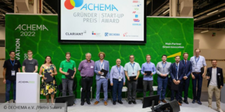 The image shows the finalists and winning start-ups of the achema 2022.