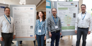 The picture shows Prof. Norbert Kockmann with Lisa Schulz and Mathias Schmitz with their posters.