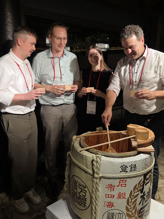 The picture shows Bastian Oldach, Alexander Sommer-Behr, Alina Tauriainen and Norbert Kockmann at the IMRET18.
