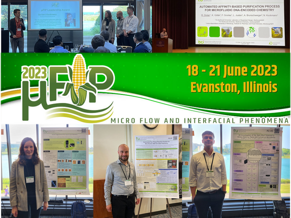 The image shows Inga Burke, Robin Dinter, and Bastian Oldach @ µFIP 2023