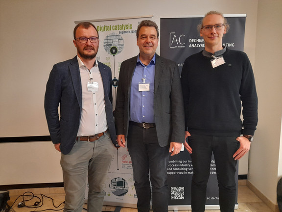 The image shows Hendrik Borgelt, Professor Norbert Kockmann and Alexander Behr at the ADCR 2023.