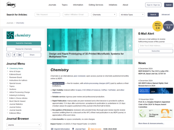 The image shows a screenshot of the MDPI website.