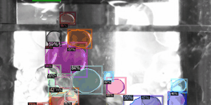 The image shows the droplet detection using AI methods.