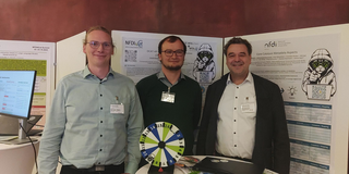 The picture shows Alexander Behr, Hendrik Borgelt and Norbert Kockmann at the NFDI4Cat Summit.