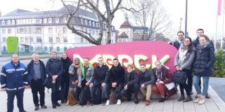 This image shows a group excursion to Merck KGaA, Darmstadt.