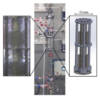 The image shows the compartments of an extraction column.