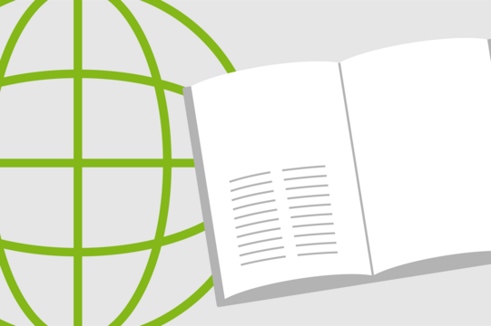 Icon of the globe with a opened book