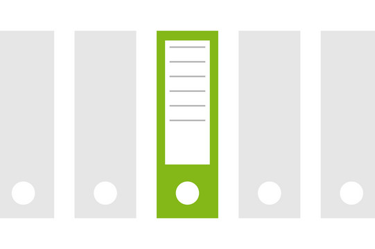 icon of grey folders, on folder colored green